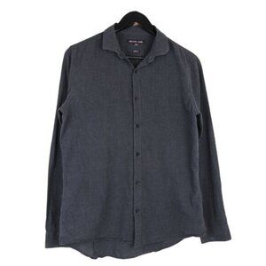 Michael Kors Novelty Button Down Collared Slim Fit Grey Dress Shirt Size Medium